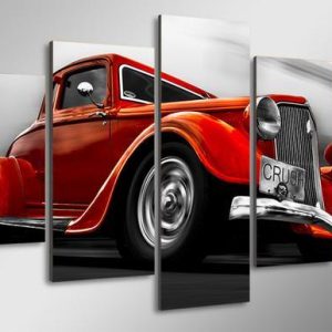 1932 Ford Orange Street Rod Car 01 - Automative 5 Panel Canvas Art Wall Decor