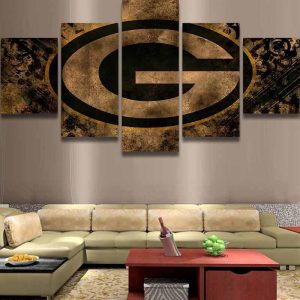 5 Piece NFL Green Bay Packers Emblem Football - 5 Panel Canvas Art Wall Decor