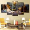 A Cosy Corner Candle With Book - Wine 5 Panel Canvas Art Wall Decor