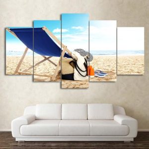 A Day At The Beach - Space 5 Panel Canvas Art Wall Decor