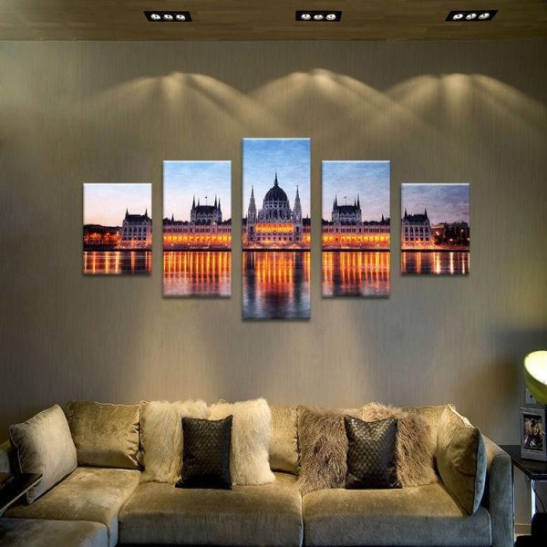 A Night At Budapest - Nature 5 Panel Canvas Art Wall Decor