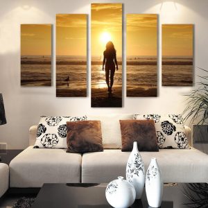 A Walk On The Beach - Space 5 Panel Canvas Art Wall Decor