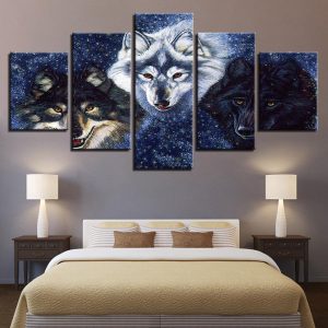 Abstract Animal Wolves For - Abstract Animal 5 Panel Canvas Art Wall Decor