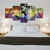 Abstract Colorful Butterfly Flowers - Abstract 5 Panel Canvas Art Wall Decor