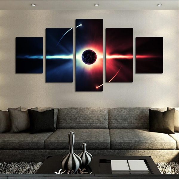 Abstract Eclipse - Abstract 5 Panel Canvas Art Wall Decor