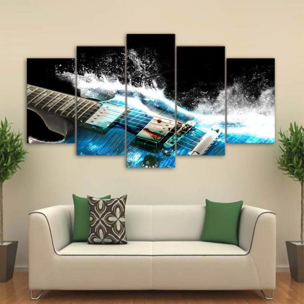 Abstract Guitar Music - Music 5 Panel Canvas Art Wall Decor