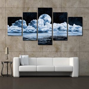 Abstract Moon - Abstract 5 Panel Canvas Art Wall Decor