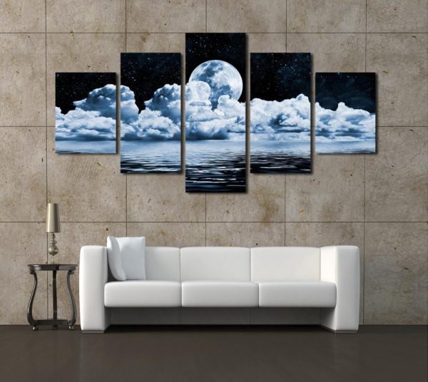 Abstract Moon - Abstract 5 Panel Canvas Art Wall Decor