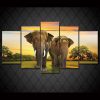 Africa Elephants Landscape - Animal 5 Panel Canvas Art Wall Decor