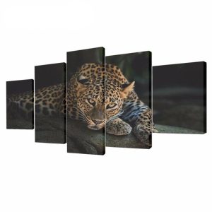 African Cheetah - Animal 5 Panel Canvas Art Wall Decor