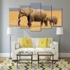 African Elephants 10 - Animal 5 Panel Canvas Art Wall Decor