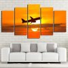 Airplane And Golden Sunset - Airplane 5 Panel Canvas Art Wall Decor