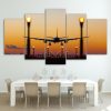 Airplane And Lights - Airplane 5 Panel Canvas Art Wall Decor