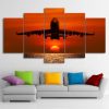 Airplane And Sunset - Airplane 5 Panel Canvas Art Wall Decor