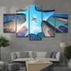 Airplane In Flight 1 - Airplane 5 Panel Canvas Art Wall Decor