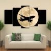 Airplane In Moon Night - Airplane 5 Panel Canvas Art Wall Decor