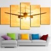 Airplane In Sunset Flying - Airplane 5 Panel Canvas Art Wall Decor