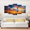 Airplane Plane Over The City - Airplane 5 Panel Canvas Art Wall Decor