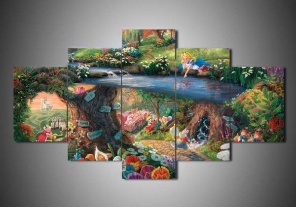 Alice In Wonderland 1 Disney - 5 Panel Canvas Art Wall Decor