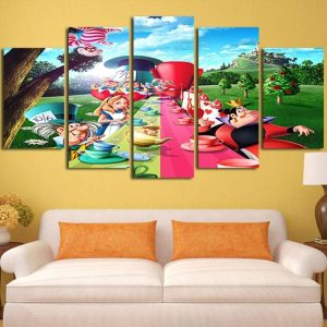 Alice In Wonderland Nel Paese Delle Meraviglie Disney - 5 Panel Canvas Art Wall Decor