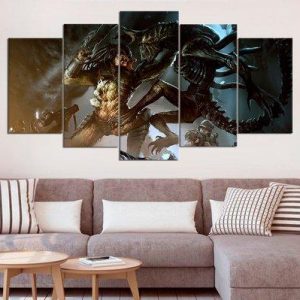 Alien Vs Predator 1 - Movie 5 Panel Canvas Art Wall Decor