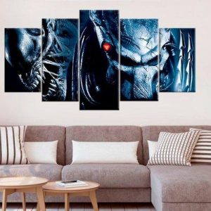 Alien Vs Predator Large 2 - Movie 5 Panel Canvas Art Wall Decor