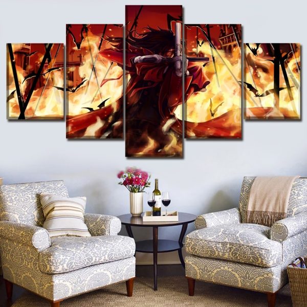 Alucard Dark Hellsing Anime - 5 Panel Canvas Art Wall Decor