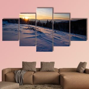 Amazing Winter Landscape - Nature 5 Panel Canvas Art Wall Decor