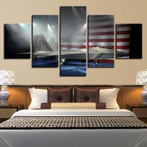 American Flag 10 - Abstract 5 Panel Canvas Art Wall Decor