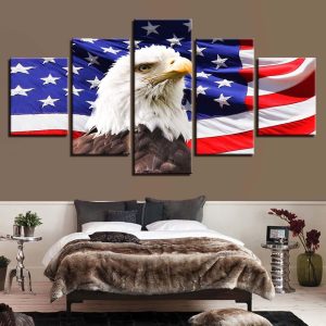 American Flag 11 - Abstract 5 Panel Canvas Art Wall Decor