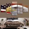 American Flag 12 - Abstract 5 Panel Canvas Art Wall Decor