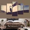 American Flag 15 - Abstract 5 Panel Canvas Art Wall Decor