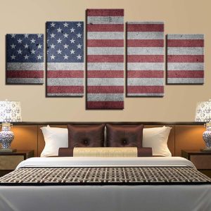 American Flag 9 - Abstract 5 Panel Canvas Art Wall Decor