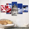 American Flag Eagle Saint PaulS Cathedral Building - Abstract 5 Panel Canvas Art Wall Decor