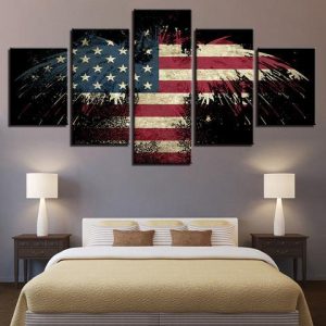 American Flag Eagle - Abstract 5 Panel Canvas Art Wall Decor