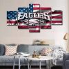 American Flag Philadelphia Eagles - Abstract 5 Panel Canvas Art Wall Decor