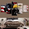 American Flag Soldier Eagle - Abstract 5 Panel Canvas Art Wall Decor