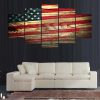 American Flag Wood Look - Abstract 5 Panel Canvas Art Wall Decor