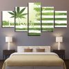 American Green Leaf Flag - Abstract 5 Panel Canvas Art Wall Decor