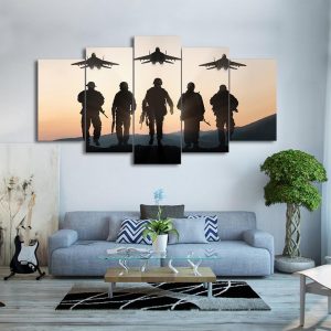 American Soldier Plane - Army 5 Panel Canvas Art Wall Decor