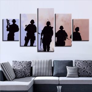 American Soldier Sunset 2 - Army 5 Panel Canvas Art Wall Decor