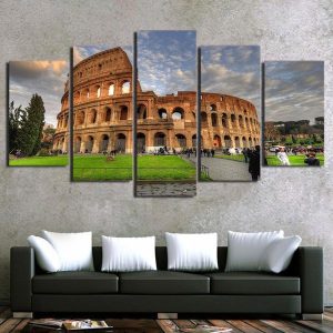 Ancient Rome Colosseum 01 - Nature 5 Panel Canvas Art Wall Decor