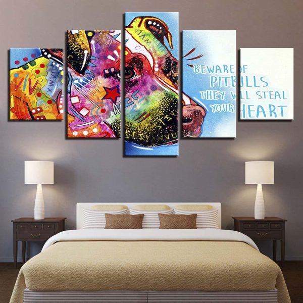 Animal Dog 19 - Animal 5 Panel Canvas Art Wall Decor