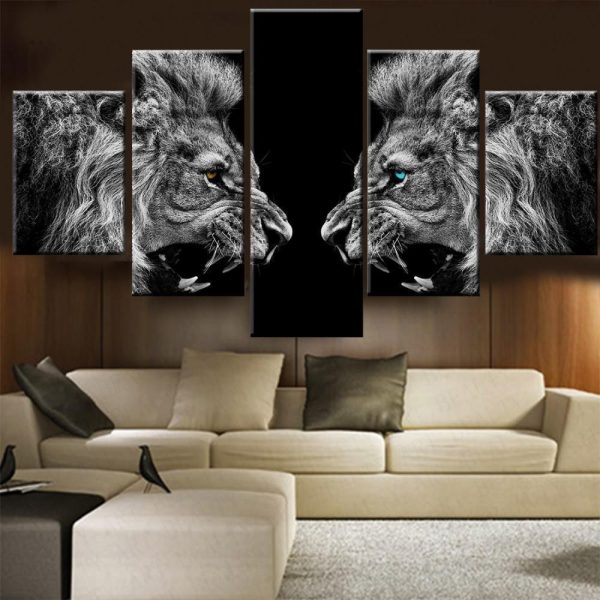 Animal Lion Animal - 5 Panel Canvas Art Wall Decor