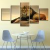 Animal The King Of Beasts Lion - Animal 5 Panel Canvas Art Wall Decor