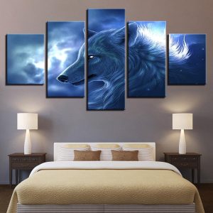 Animal Wolf 2 - Abstract Animal 5 Panel Canvas Art Wall Decor