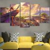 Animals In The Lion King Cartoon - 5 Panel Canvas Art Wall Decor