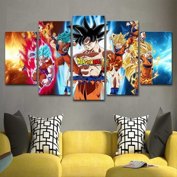 Anime Dragon Ball Goku Anime - 5 Panel Canvas Art Wall Decor