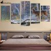 Antelopes In Snowy Jungle - Animal 5 Panel Canvas Art Wall Decor