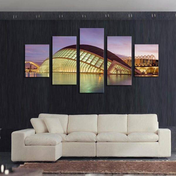 Architecture - Nature 5 Panel Canvas Art Wall Decor